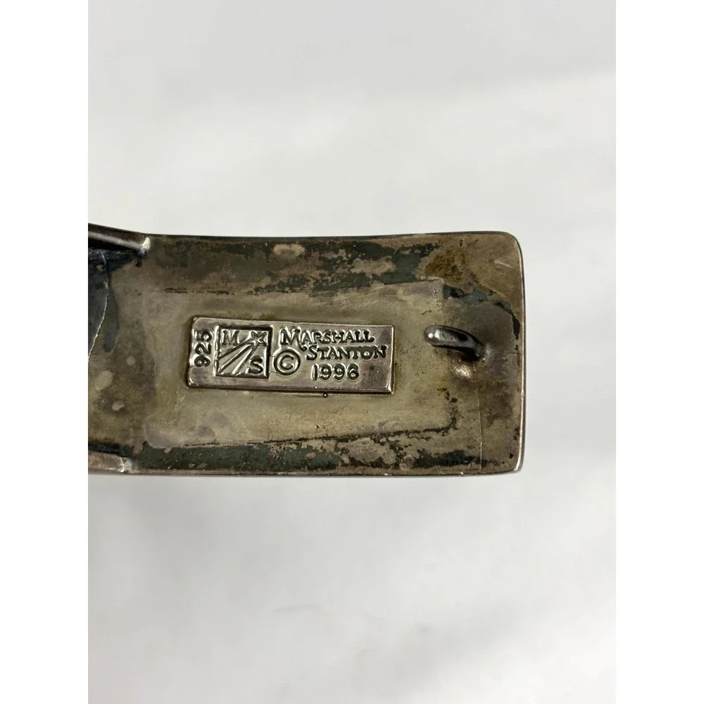 Vtg Marshall Stanton 925 Sterling Silver Buckle Snakeskin Leather‎ Belt 1996 M